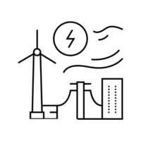 power integration wind turbine line icon illustration vector