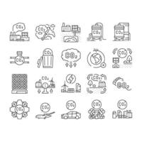 carbon capture co2 storage icons set vector