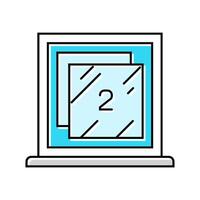 double pane windows energy conservation color icon illustration vector