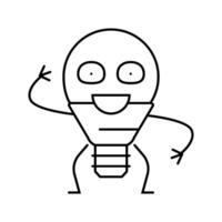 electrical socket character line icon illustration vector