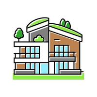 eco friendly architecture green building color icon illustration vector