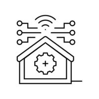 smart technology green building line icon illustration vector