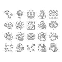 neuroscience brain neurology icons set vector