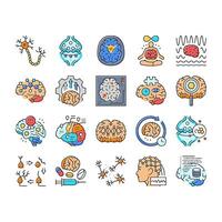 neuroscience brain neurology icons set vector