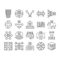 quantum technology data science icons set vector