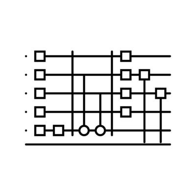 circuit quantum technology line icon illustration