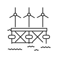 floating wave platform line icon illustration vector
