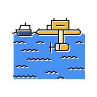 floating platform tidal power color icon illustration vector