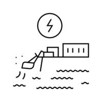 wave transmission tidal power line icon illustration vector