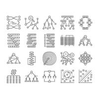 algorithm data technology ai icons set vector
