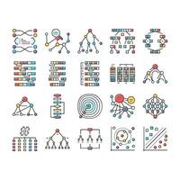 algorithm data technology ai icons set vector