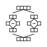 mergesort algorithm line icon illustration vector