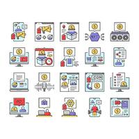 make money internet money online icons set vector
