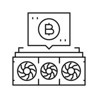 cryptocurrency mining line icon illustration vector