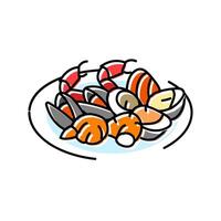 seafood platter sea cuisine color icon illustration vector