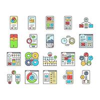 ui ux develop content research icons set vector
