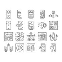 ui ux develop content research icons set vector
