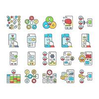 ui ux digital develop code app icons set vector