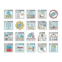 seo optimize community icons set vector