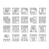 seo technical audit icons set vector
