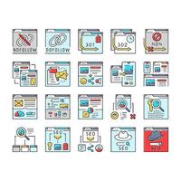 seo technical audit icons set vector