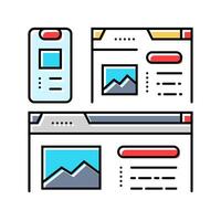 responsive design seo color icon illustration vector