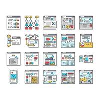 seo digital optimization strategy icons set vector