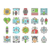 tech enthusiast geek nerd man icons set vector