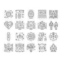 tech enthusiast geek nerd man icons set vector