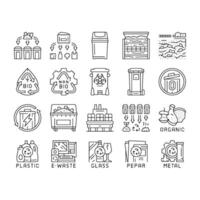 waste sorting garbage plastic icons set vector