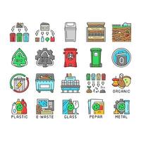 waste sorting garbage plastic icons set vector