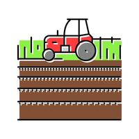 tractor field color icon illustration vector