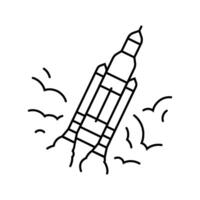 rocket ship progress line icon illustration vector