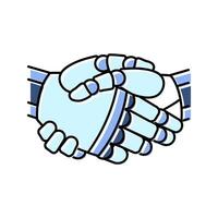 handshake robot hand gesture color icon illustration vector