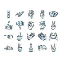 robot hand gesture ai digital icons set vector