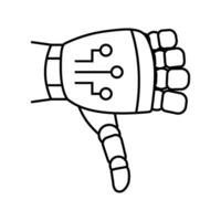 thumb down robot hand gesture line icon illustration vector