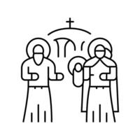 presentation of jesus at the temple line icon illustration vector