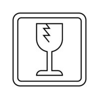 fragile product label warning line icon illustration vector
