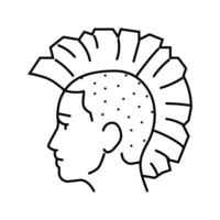 mohawk hairstyle subculture style line icon illustration vector