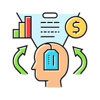 product knowledge consumer behavior color icon illustration vector