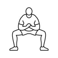 sumo squats fitness exercise leg line icon illustration vector