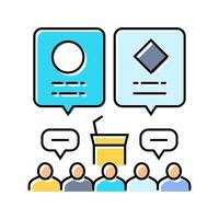 panel discussion virtual conference color icon illustration vector