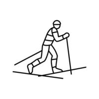 cross country skiing winter sport line icon illustration vector