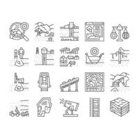 mining engineer geology icons set vector