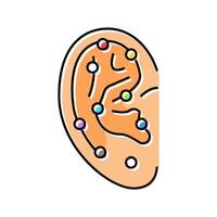 ear points acupuncture color icon illustration vector