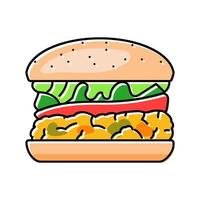 veggie burger food color icon illustration vector