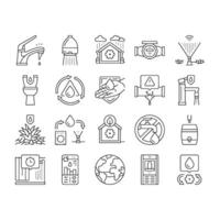 water saving world drop planet icons set vector