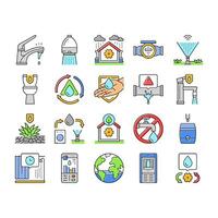 water saving world drop planet icons set vector