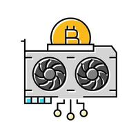 gpu cryptocurrency mining color icon illustration vector