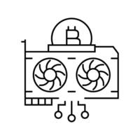 gpu cryptocurrency mining line icon illustration vector